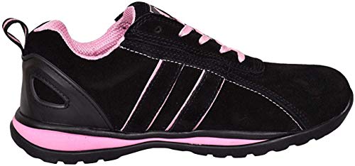 Northwest Territory Ottowa Daim Embout d'acier Chaussures Sécurité Femmes EU 40 Noir Et Rose