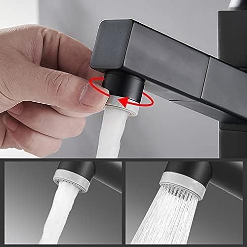 Mitigeur monocommande noir de lavabo rotatif design moderne à arc élevé et douchette - 7