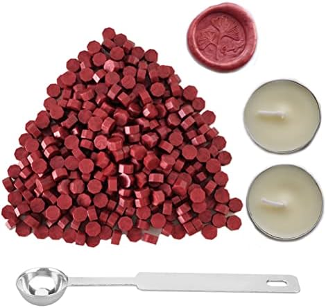 Sealing Wax Beads, AMTOL 300 Pcs Wax Sealing Beads with 2 Pcs White Candles and 1 Pcs Wax Melting Spoon, Great for Wedding Invitations,Cards Envelopes, Gift Wrapping (Bronze)