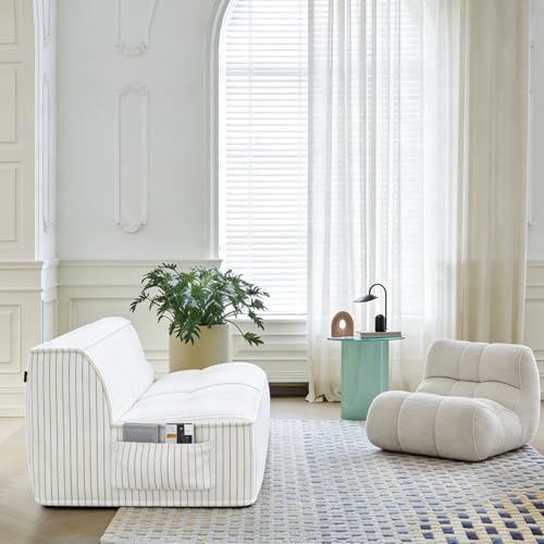 Image of Single Sofa Seat, Memory Foam Couch with Back Support, Mini Sofa, Resistant to Sagging, Suitable for Small Spaces, Living Rooms, Apartments, Dorms, Offices, White