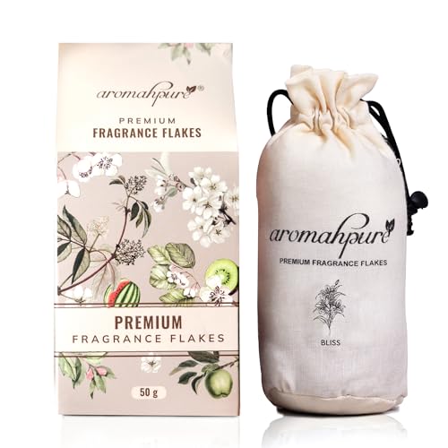 Image of Aromahpure Premium Car Perfume Fragrance Flakes - Bliss - Floral Lilly, Luxury Car Air Freshener made Organically with Essential Oil, Grains, and Flakes - 50Gm, Last Upto 30 days, IFRA certified