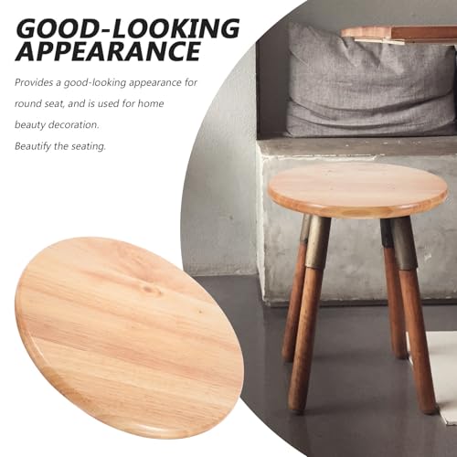 Housse de siège en bois massif kaki de tabouret rond chic - 4