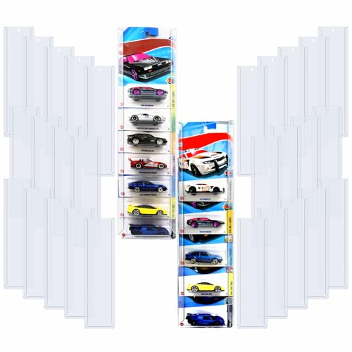 30 Pcs Model Car Display Case Wall Mount Compatible with Hot Wheels Matchbox Cars Packaged, Model Cars Storage Case for Hot Wheels Packaged Diecast Blister Toy Cars Wall Display Shelf Rack