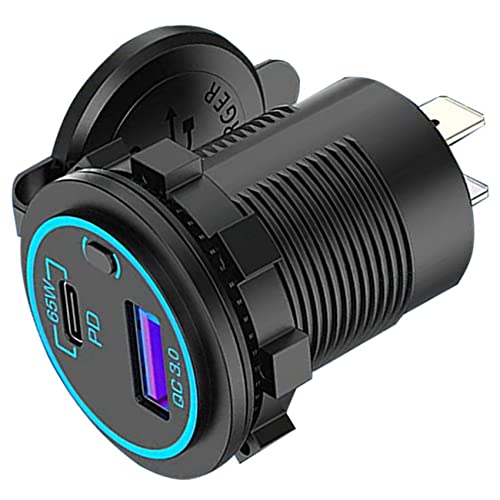 Adaptador a prueba de agua para automóvil camión de 12V cargador USB C 65W PD 6 salidas 6