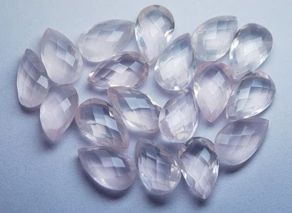 Paire de Quartz Rose Poire Facettée 10x16mm pour Vos Bijoux d'Été DIY