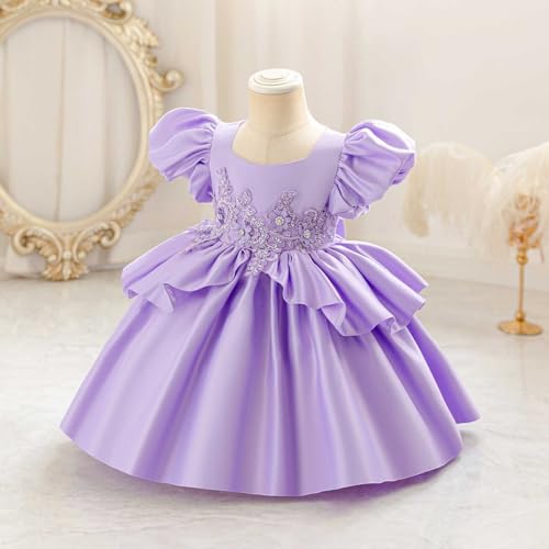 wodceeke Toddler Baby Girls Satin Pageant Dress Flower Girl Formal Wedding Birthday Party Princess Dresses Communion Gown3