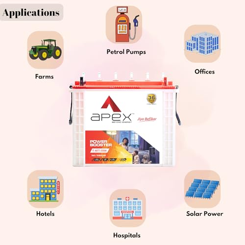 Image of APEX Battery ABTT 23000 225Ah, Recyclable Tall Tubular Inverter Battery for Home, Office & Shops | Best Inverter Battery | APEXBATT- Recyclable Battery