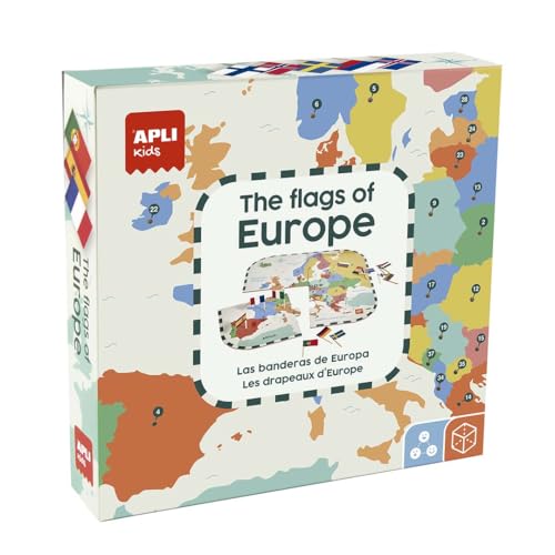 APLI Kids 19437 - Puzzle Jeu sur Les Drapeaux européens pour Apprendre la géographie autrement : identifie et insère Le Drapeau sur Le Pays Correspondant ! - Dès 5 Ans.