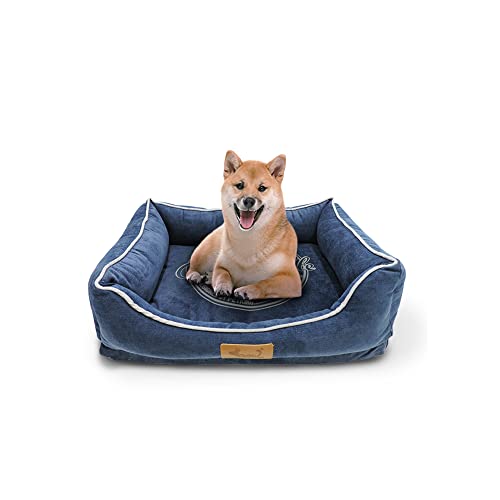Lit de chien rembourré en fibre de qualité douce et durable (54 x 43 x 22 cm), bleu velours Cover