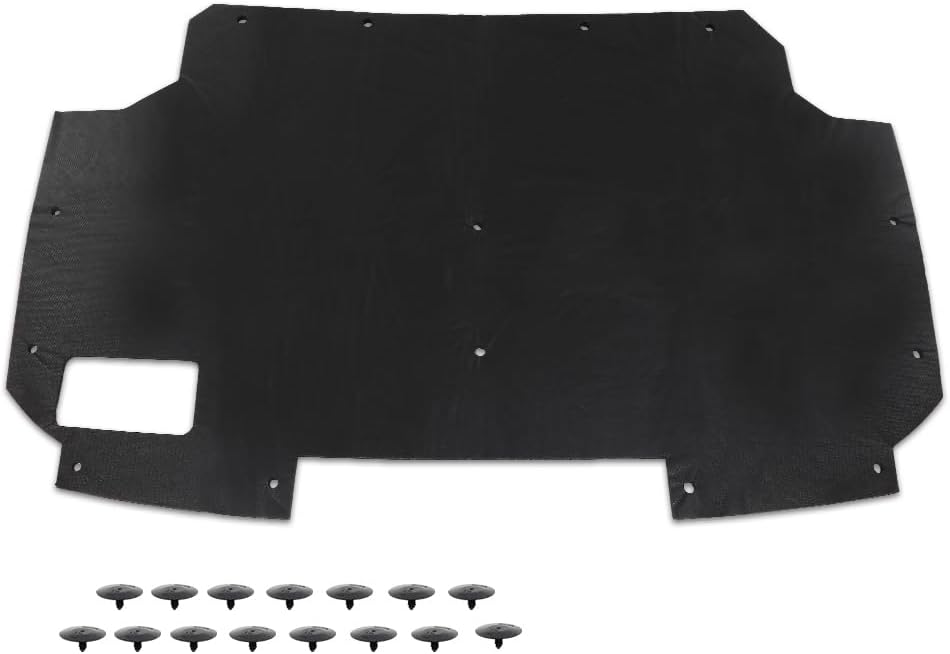 LQI Hood Insulation Pad with Clips, Fit Ford F150 F250 F350 Bronco Truck 1987 1988 1989 1990 1991 Black PET