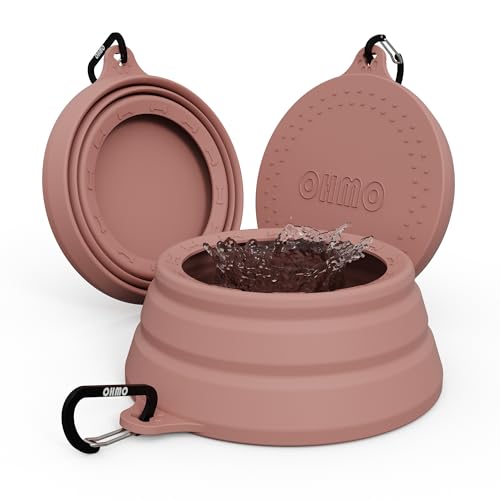 OHMO - Ciotola da viaggio per cani antigoccia（700ml）, grande ciotola portatile per l'acqua, ciotola per animali domestici pieghevole a prova di schizzi per viaggi in auto, design unico