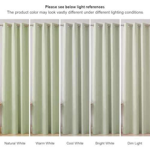 Image of Cloth Fusion 100% Blackout Door Curtains 7 Feet Long Set of 2 with Blackout Lining, Double Layer Room Darkening Parda with Stainless Steel Grommets for Home Decor (7x4 Feet, Pista)