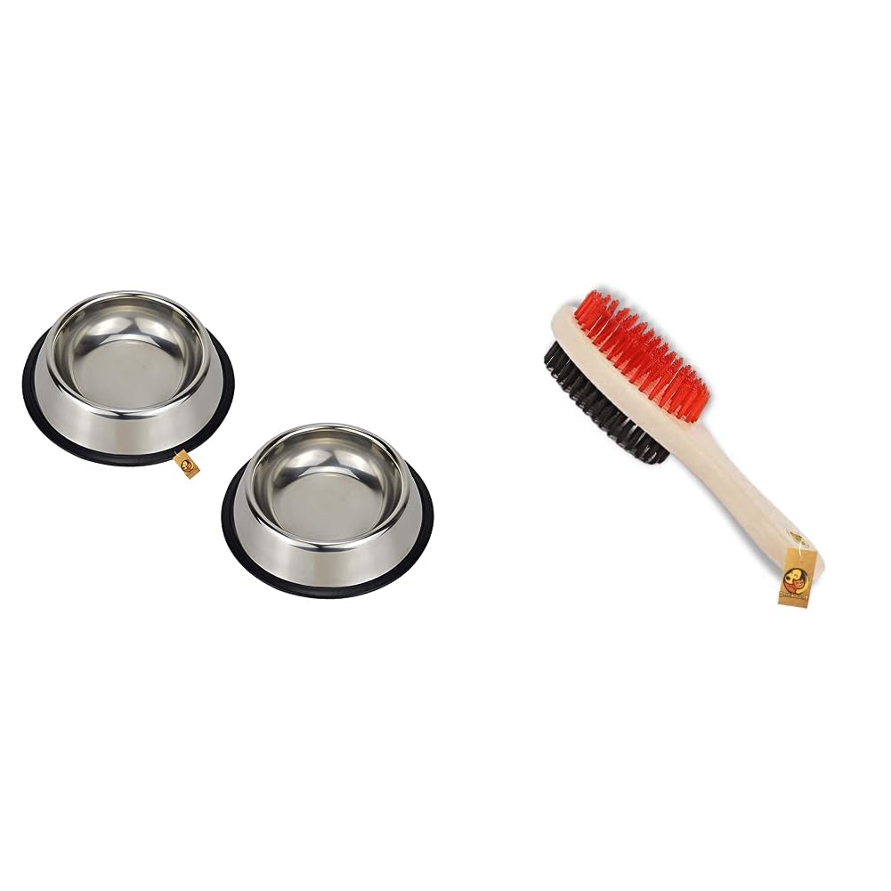 Foodie Puppies Stainless Steel Bowl(450ml - Pack of 2) & Double Sided Wooden Handle Double Sided Brush for Dogs(Soft Brush) (B0CDDM652J) Amazon Price History, Amazon Price Tracker
