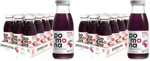 Image of Pomona Organic Pure Tart Cherry Juice, Cold Pressed, Non-GMO, No Sugar Added, Not from Concentrate, Gluten Free, Kosher Certified, Preservative Free,8.4 Fl Oz (Pack of 24)