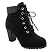 Women's Lace Up Fashion Collar Chunky Heel Ankle Bootie Trends SNJ SHOES