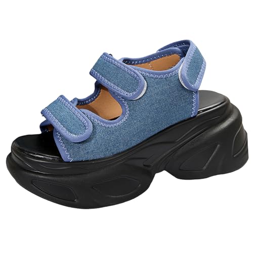 Women's Adjustable Hook and Loop Open Toe Platform Sport Sandals Summer Outdoor Wedge Orthotic Walking Sandals Casual Beach Sandals