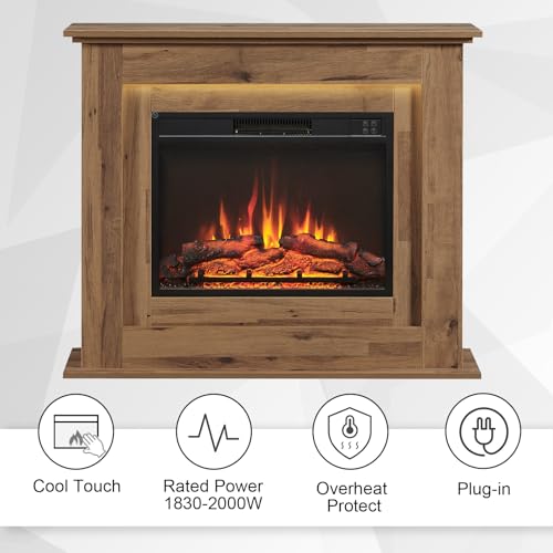 FlameKo Savannah Fireplace with 39" surround and Realistic Flame Effect Heater Dark Bronx Oak Multiple Colours Available