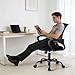 OLIXIS Office Desk Chair - Ergonomic Mid Back with Lumbar Support & Rocking Mode, Height Adjustable with Fixed Armrest, Storage Back for Computer, Gaming, Conference, Meeting, 360° Swivel, Black