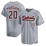 Custom Mens/Women/Youth Detroit Gray Spencer TORKELSON Baseball Stitched T-Shirt for Sports Fan