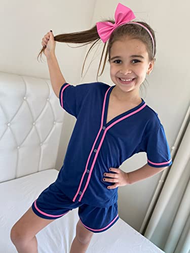 Pijama Infantil Manga Curta Aberto Com Botões Short Baby doll menina (BR, Alfa, GG, Regular, ROSA)