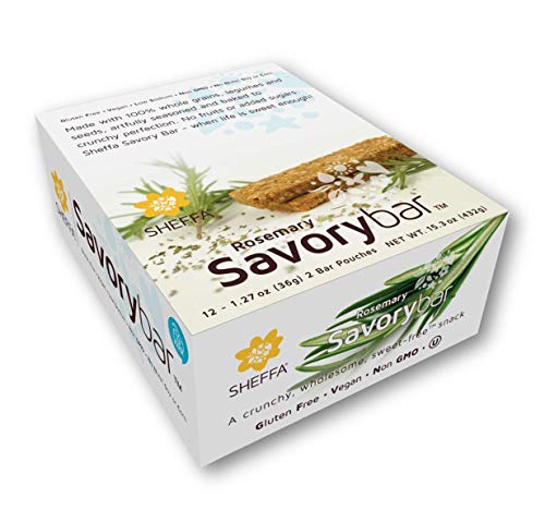 Sheffa Savory bar Rosemary Seasoning 1.27 Oz (12 Pack) Sugar Free, Low Sodium, Kosher, Vegan Kind Healthy Crunchy Snack Bars for Weight Watchers, Keto, Natural Protien Energy, Breakfast Lunch Bread