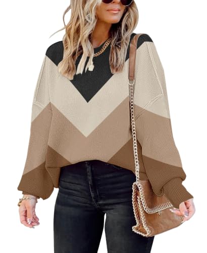 Image of Womens Oversized Sweaters Fall 2026 Fashion Clothes Colorblock Knit Tops