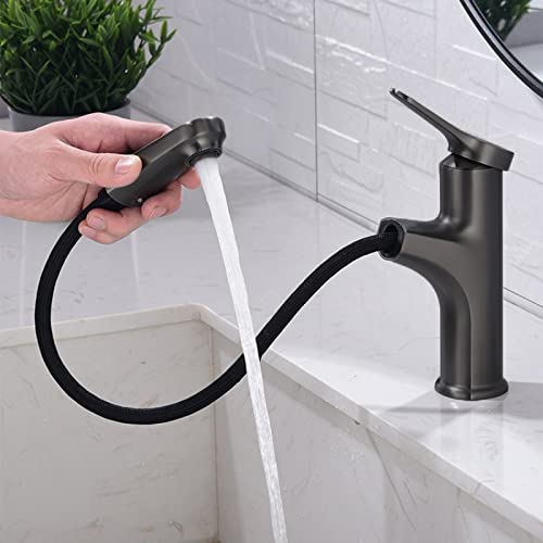 Robinet évier vanité multifonction rotatif 360 trou noir extractible chaud froid - 2