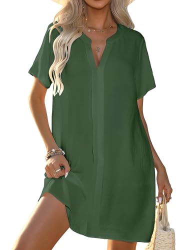 Image of Halife Women's Swimsuit Coverup V Neck Short Sleeve Beach Cover Ups