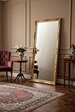 MO.WA Espejo de Pared Grande clásico Barroco 82x182 Pan de Oro, Made in Italy