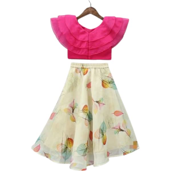 Image of ETHNOS Fashion Girl's Taffeta Silk Semi-Stitched Lehenga Choli (Suitable To 3-13 Years, Blue)