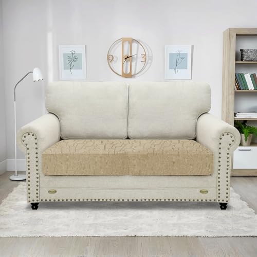 MAXIJIN Waterproof Sofa Seat Cushion Cover Jacquard Fabric Sofa Seat Cover Non-Slip Couch Seat Slipcover Protector with Elastic Bottom (Khaki - Image 2