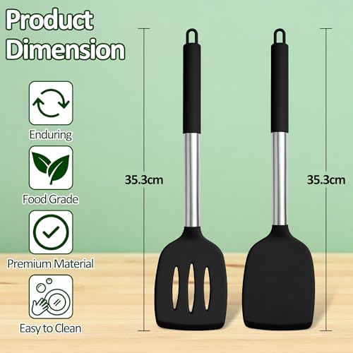 Herogo Stainless Steel Non-Stick Kitchen Spatula Pack of 2 - Black - Image 2
