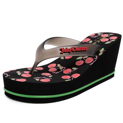 Image of Juicy Couture Women's Wedge Platform Flip Flops, Fashion Beach Sandals with Soft Footbed and Thong Style