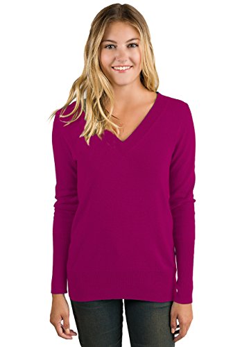 Image of JENNIE LIU Women's 100% Pure Cashmere Long Sleeve Ava V Neck Pullover Sweater