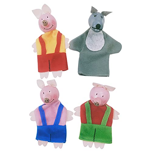 4Pcs Three Little Pigs Finger Puppets - Mini Animal Puppets For Kids Storytelling And Playtime Puppet Theater Plush Cartoon Finger Puppet For Toddlers #TOP1