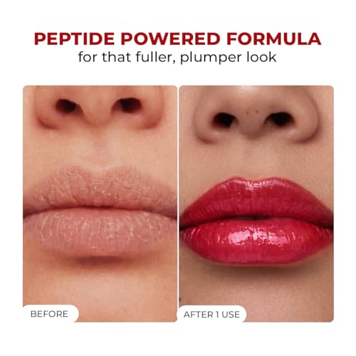 Image of Conscious Chemist Peptide Lip Balm SPF15 - Cherry Bubblegum | 24 hr Hydration & Moisturizing Lip Balm for Dark & Pigmented Lips | Sun Protection | Soothes Dry Lips & Repair Moisture Barrier - 15g , Red