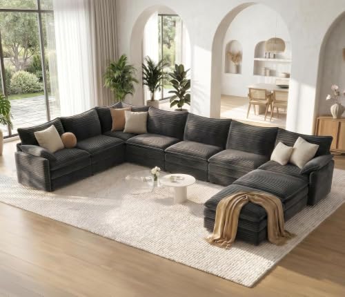 Image of Vesgantti 169 inch Large U Shaped Modular Sectional Sofa, Cloud Couch, Gray