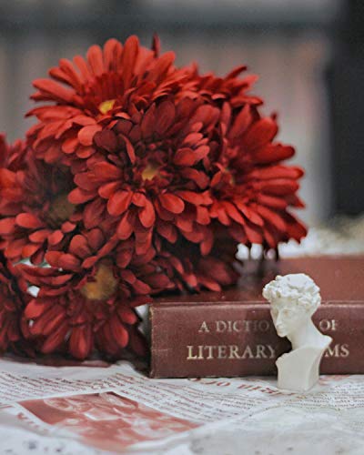 Topia Artificial African Daisies Flowers African Daisy Silk Flowers Artificial Gerbera Daisies Pack Of 10 (Red) #TOP3