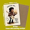 Jimi Hendrix Autograph Birthday Card Funny Inspired Reproduction Signed Inspired “Excuse Me While I Kiss the Cake!” Music Fan Greeting Cartoon Guitar Design Rock Legend with Vintage Envelope No2002 #1