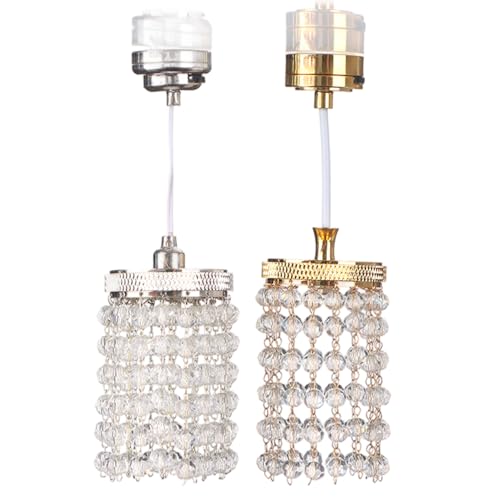 Lustre LED en cristal maison de poupée 1/12 | Accessoires luminaire miniature de salon à pile