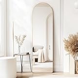 CROWNSHOP Full Length Mirrors 150x40cm Free Standing Arched Aluminium Alloy Tempered Glass Floor Mirror Wall Full Body Large Hanging Mirror For Hallway, Living Room, Bedroom Gold