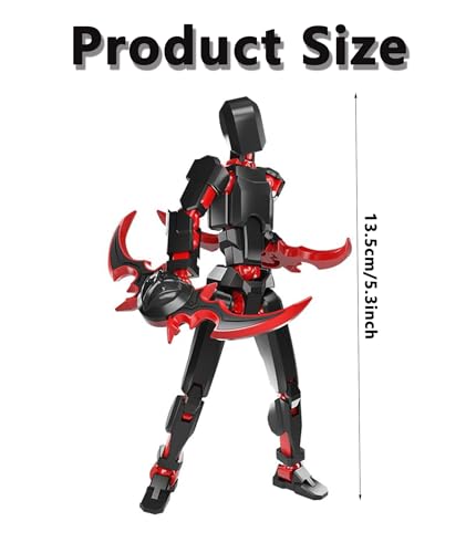 Image of Action Figure, Stick Titans, Stick Titan Portable and Easy to Use Model Very High Degree of Freedom Multi Articular Mobile Robot Doll Desktop Decoration (Red and Black)