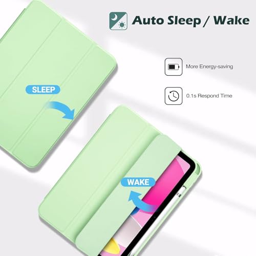 Image of MOCA Case for iPad A16 11th Gen 11 Inch 2025 & iPad 10th Gen 10.9 Inch 2022, Clear Back Cover, TPU Shockproof Frame, Auto Wake Sleep, Slim Transparent Protective Tablet Case (Matcha Green)