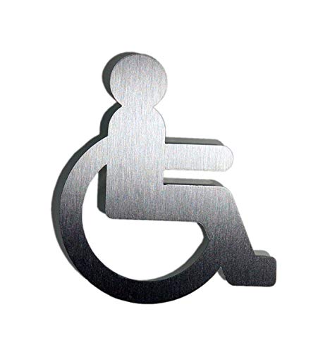 Preisvergleich Produktbild Türschild"Rollstuhlfahrer" Toilettenschild aus matt gebürstetem Edelstahl - Made in Germany