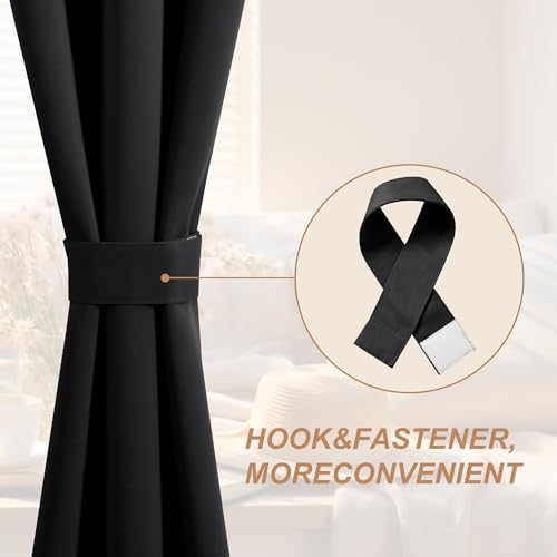 Cortinas opacas de 64x183cm negras para puertas de balcón y ventanas con aislamiento 4