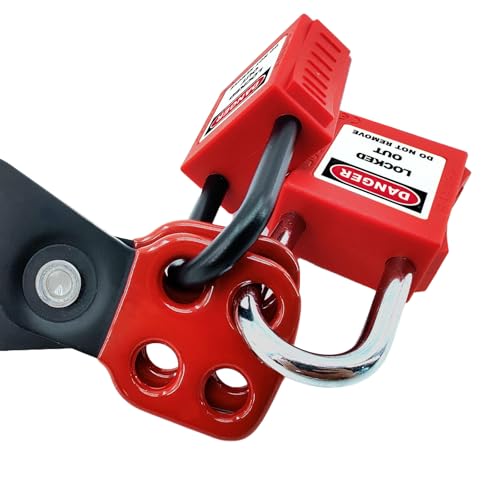 Image of 10 Pack Lockout Tagout Hasp 1.5 inch Red Stainless Steel Lockout Hasp Tamper-Proof Padlock Hasp Nylon Handle