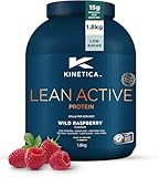 Kinetica Sports Lean Active Protein Powder - Wild Raspberry Flavour | 15g Protein/Serve, 72 Servings/1.8Kg Pack | High in Fibre & Protein with Green Tea Extract | Low in Fat & Sugar | Easy Mixability