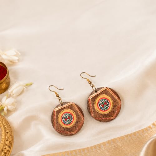 Image of Handcrafted Artistic & Tribal Earrings Collection for Women - Bohemian, Floral, Wooden & Ethnic Statement and Stud Designs