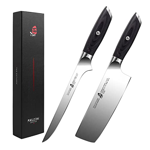 Tuo Nakiri Knife 6.5 Inch & Chopping Knife 6.5 Inch, Kitchen Chefs Knife For Home Restaurant, German Hc Steel Pakkawood Handle With Gift Box #TOP20