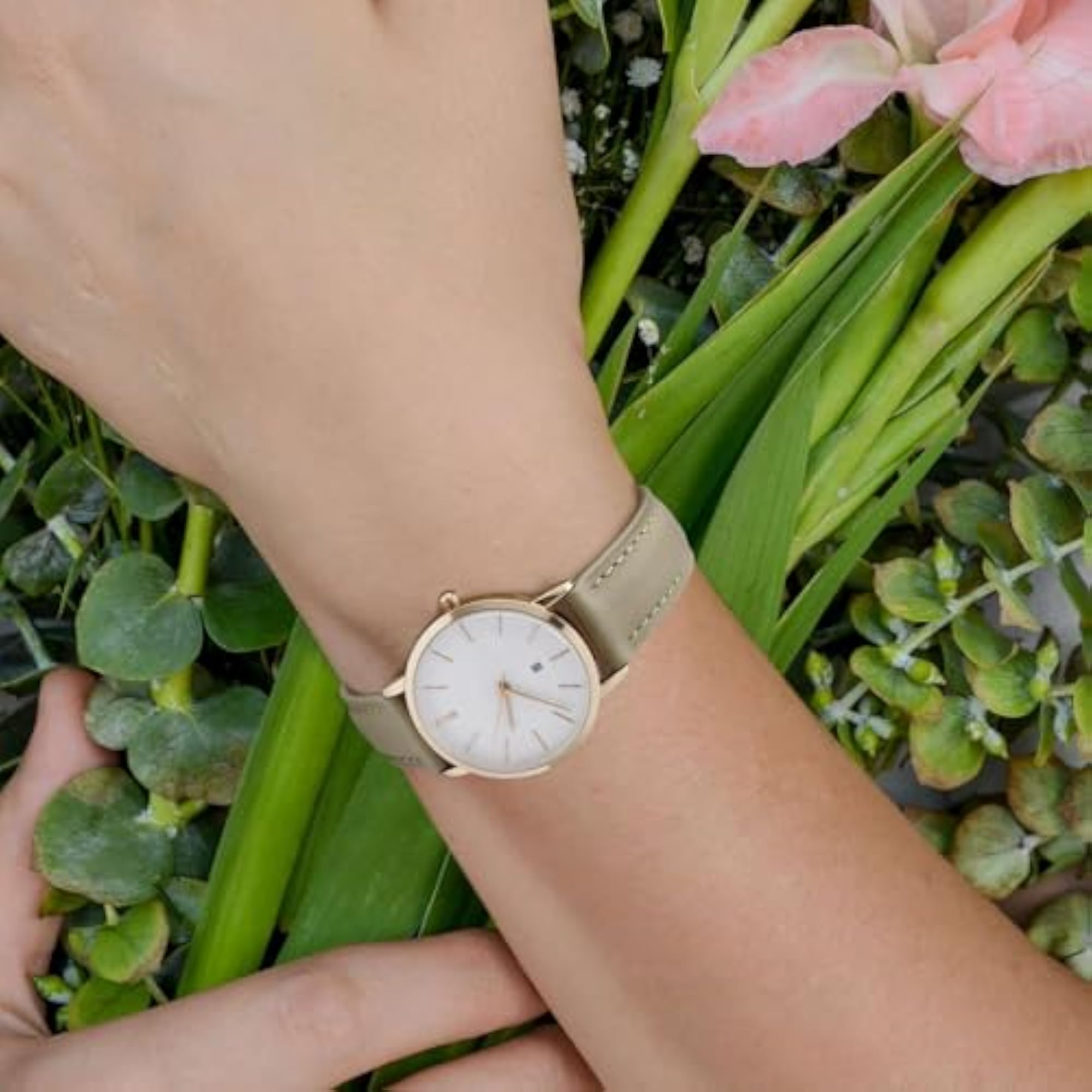 Flat Thin Elegant Genuine Leather Watch Strap for Women